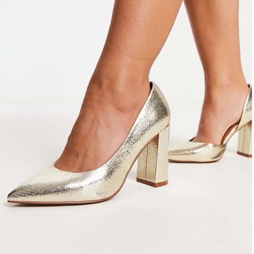 ASOS gold block heel